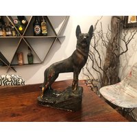 Antike 1930Er Jahre Rin Tin Jr. Wired Gips Chalkware Statue - Antique German Shepherd von JoeBlake