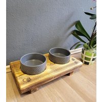 2x1L Futterstation Futterbar Hunde Altholz Mit Keramikschalen 2x1L Futterstation Futterbar Hunde Altholz Mit Keramikschalen von JoeStyle