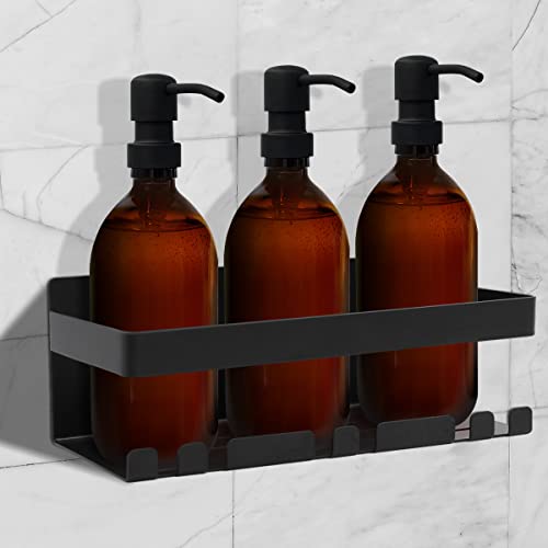 Joeji's Duschablage Ohne Bohren Edelstahl Schwarz – Selbstklebendes Duschregal für Dusche & Badezimmer – Eckregal Wandregal als Shampoo Halterung & Organizer Bad Zubehör von Joeji's