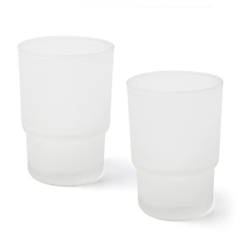 Joejis Zahnbürstenhalter Wand Ersatz Zahnbürstenbecher aus Milchglas 2er Set - Hygienischer Zahnputzbecher Glas für Zahnputzbecherhalter ohne Bohren sowie Becher und Zahnpastahalter von joeji's Kitchen