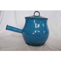 Vintage Blauer Emaille Kochtopf, 1950Er Jahre von JoelFrenchShop
