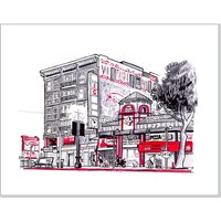 Los Angeles Kunstdruck - Hosfield Gebäude | Innenstadt La Wand Kunst Mid-Century Cartooning-Stil Stadtansicht Wohndekor von JoeyMasonArt