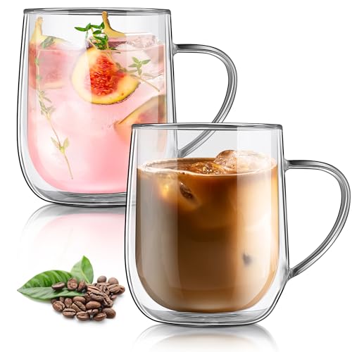 Joeyan 450ML Doppelwandige Kaffeegläser mit griff, Transparent Schwebeeffekt Thermogläser, Doppelwandig Teebecher mit henkel,2er Set Latte Macchiato Gläser, Groß Borosilikatglas Cappuccino Tassen Joeyan 450ML Doppelwandige Kaffeegläser mit griff, Transparent Schwebeeffekt Thermogläser, Doppelwandig Teebecher mit henkel,2er Set Latte Macchiato Gläser, Groß Borosilikatglas Cappuccino Tassen von Joeyan