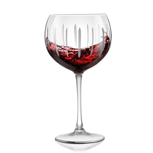 Joeyan 700ml Große Weißweingläser, Handgefertigten Graviert mit Streifenmuster, Burgunder Rotweinglas mit Stiel, Riesen Weingläser spülmaschinenfest, Bauchige Rotwein Ballon Gläser für Gin Tonic von Joeyan
