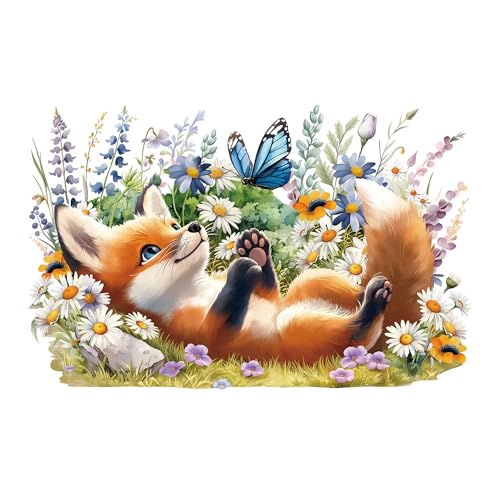 Joeyan Rub On Sticker Cute Fuchs Schmetterling, Groß Möbelaufkleber 42x30cm, Aesthetic Folie Transferaufkleber zum Basteln & Dekorieren DIY Handwerk auf Holz Glas Metall Porzellan Papier Kunststoff von Joeyan