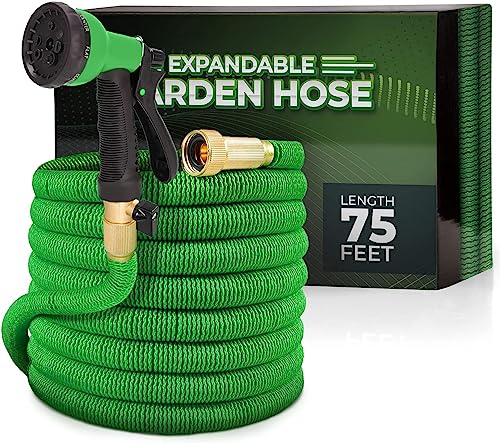 Flexiblel Gartenschlauch 22.5m/75ft double-lagiger Latex 3/4 Zoll massive Messinganschlüsse 3450D-Gewebe knickfrei, Lightweight Anti-Sink Extra Strength Fabric (Green) von Joeys Garden