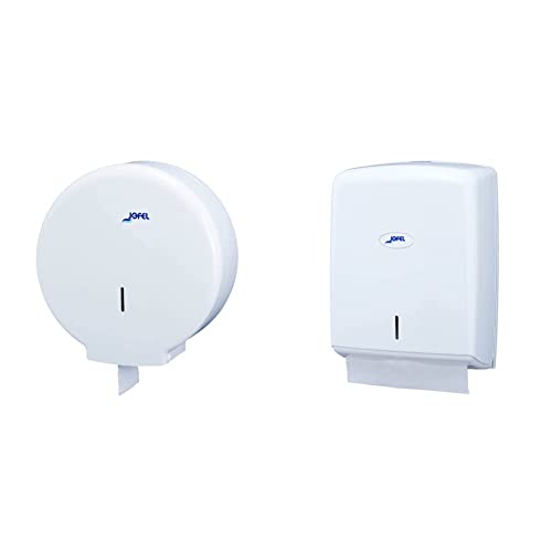 Jofel AE55300 - TOILETTENPAPIERSPENDER Gross Azur Weiss & AH37000 - HANDTUCHSPENDER Z-FALZ SMART ABS Weiss von Jofel