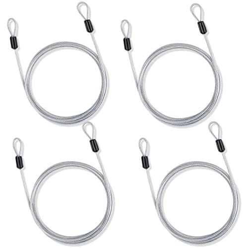 4 Stück Drahtseil Sicherheitskabelschloss Stahlseil mit Ösen Sicherheit Edelstahl Sicherheitskabel Stahlseil Diebstahlsicherung Seil Stahlseil mit Karabiner für Gartenmöbel, Fahrrad(1.5m x 2.5mm) von Jognee