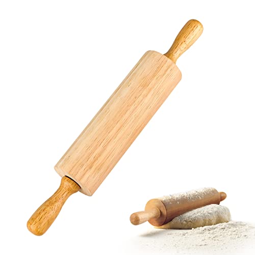 Nudelholz aus Holz,Backrolle aus Buchenholz zum Teigrollen,Teigroller Holz,Nudelholz mit drehbarer Mitte Teigroller zum Kochen & Backen von Jognee