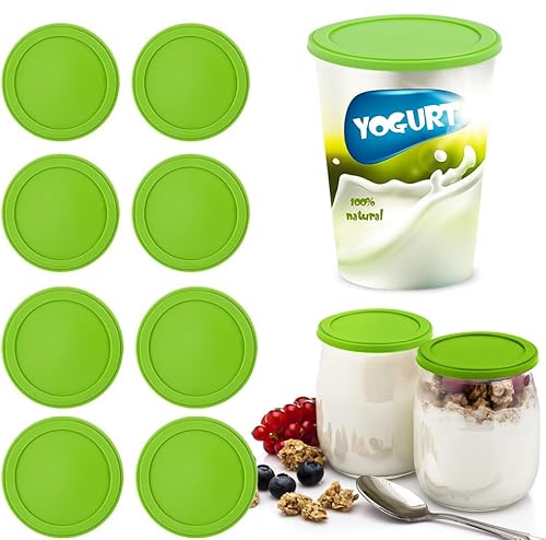 Wiederverwendbarer frischer Deckel für 500 g Joghurtbecher, 8 Stück Silikon Tasse Deckel für Joghurt Tassen, Joghurt wiederverwendbare frische Deckel (8 Stück) von Jognee