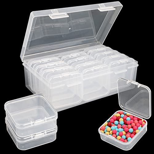 Jogoico Kleine Aufbewahrungsbox Mini Aufbewahrungsboxen 13 Stück Behälter 5,5 x 5,5 x 2cm Sortierbox Plastikbox mit Deckel Transparent Durchsichtig Box für Schmuck Pillen Bastelartikel von Jogoico