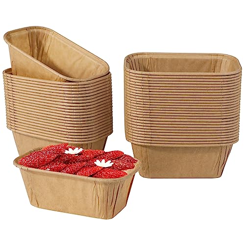 Jogoico 50 Stück Kuchen Papier-Kastenform, Einweg Papierformen für Kuchen, Mini Einweg Kastenform Papier, Mini Backform Aus Papier Rechteck zum Einbacken für Kleines Brot und Muffins (Braun) von Jogoico