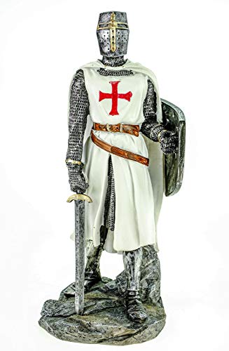 Joh. Vogler GmbH Deutscher Tempelritter mit Schwert und Schild weiß rot 30 cm Figur Templer Ritter Deko Skulptur von Joh. Vogler GmbH