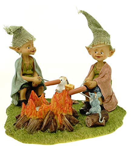 Joh. Vogler GmbH Grillabend Pixie Teelichthalter Pixies Grillen mit Igel und Maus 19 cm Figur Kobold Fee Fabelwesen von Joh. Vogler GmbH