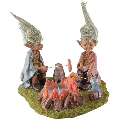 Joh. Vogler GmbH Grillabend Pixie Teelichthalter Pixies Grillen mit Igel und Maus 19 cm Figur Kobold Fee Fabelwesen von Joh. Vogler GmbH