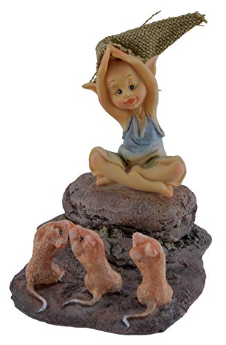 Joh. Vogler GmbH Pixie und 3 Mäuse bei der Yogastunde 10 cm Figur Kobold Fee Yoga Fabelwesen von Joh. Vogler GmbH