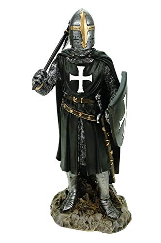 Vogler 766-5424 Kreuzritter in schwarzer Rüstung mit Schild und Axt 32 cm Figur Deko Skulptur von Joh. Vogler GmbH