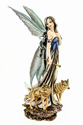 Vogler 770-4026 Fee des Waldes mit Wölfen 27 cm Figur Fantasy Fairy Elfe von Joh. Vogler GmbH