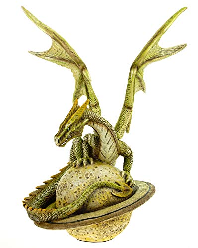 Vogler Grüner Drache sitzt auf dem Planet Saturn 27 cm Figur Dragon von Joh. Vogler GmbH