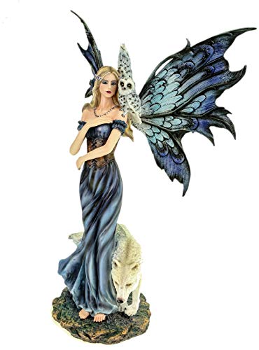 Vogler Wolfskönigin Lupina mit Wolf und Eule 40 cm Figur Fee Fantasy Fairy Elfe von Joh. Vogler GmbH