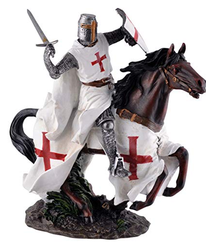 Joh. Vogler GmbH Tempelritter auf Pferd im Galopp 24 cm Figur Templer Ritter Templerkreuz Deko Skulptur von Joh.Vogler GmbH