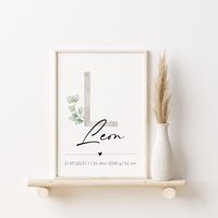 Poster Personalisiert Mit Geburtsdaten Und Name | Deko Junge Mädchen Kinderzimmer Geschenk Geburt/Taufe Buchstabe | Nr.921-01 Poster Personalisiert Mit Geburtsdaten Und Name | Deko Junge Mädchen Kinderzimmer Geschenk Geburt/Taufe Buchstabe | Nr.921-01 von JohannaBuegler
