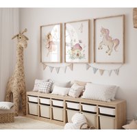 Poster Wandbild Kinderzimmer | Deko Babyzimmer Kinderposter Einhorn, Fee | Nr.809-01 von JohannaBuegler