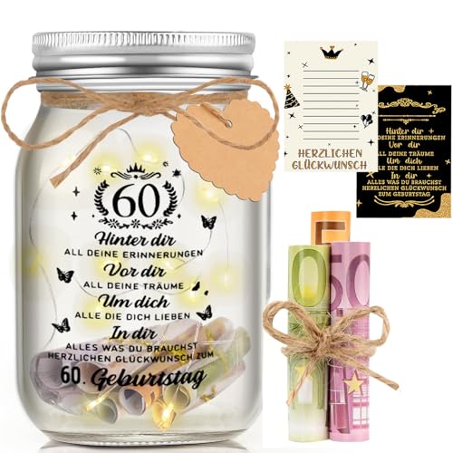 Johiux 60 Geburtstag Frau Mann LED Flaschenlicht Geburtstag,60 Geldgeschenke Geburtstag Verpackungen,60.Geburtstag Geschenk Nachtlicht Geschenke Deko,Coole Geschenkideen zum 60.Geburtstag Tischdeko. von Johiux
