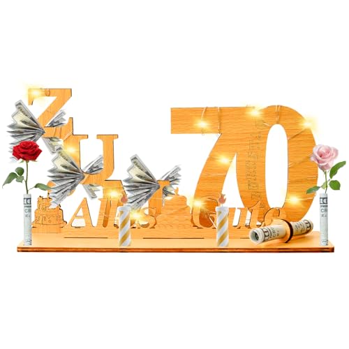 Johiux Geschenke zum 70 Geburtstag Frau Mann,Geldgeschenke Geburtstag 70 Alles Gute zum,Holz 70.Geburtstag Deko,Coole Geschenkideen zum 70. Geburtstag Tischdeko. von Johiux