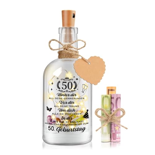 Johiux 50 Geburtstag Frau Mann 50 Geldgeschenke Geburtstag Verpackungen,50.Geburtstag Geschenk Nachtlicht Geschenke Deko,LED Flaschenlicht Geburtstag,Coole Geschenkideen zum 50.Geburtstag Tischdeko. von Johiux