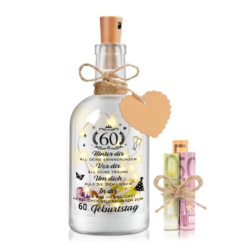 Johiux 60 Geburtstag Frau Mann 60 Geldgeschenke Geburtstag Verpackungen,60.Geburtstag Geschenk Nachtlicht Geschenke Deko,LED Flaschenlicht Geburtstag,Coole Geschenkideen zum 60.Geburtstag Tischdeko. von Johiux