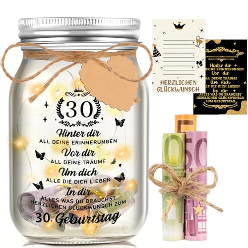 Johiux LED Flaschenlicht Geldgeschenke Geburtstag 30,Geschenke 30 Geburtstag Frau Man,Geburtstag Geldgeschenke Verpackung,30.Geburtstagsgeschenk Geld Leuchtflasche Coole Geschenkideen. von Johiux