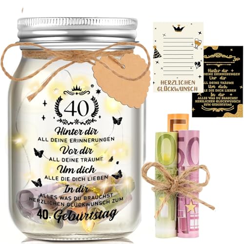 Johiux LED Flaschenlicht Geldgeschenke Geburtstag 40,Geschenke 40 Geburtstag Frau Man,Geburtstag Geldgeschenke Verpackung,40.Geburtstagsgeschenk Geld Leuchtflasche Coole Geschenkideen. von Johiux