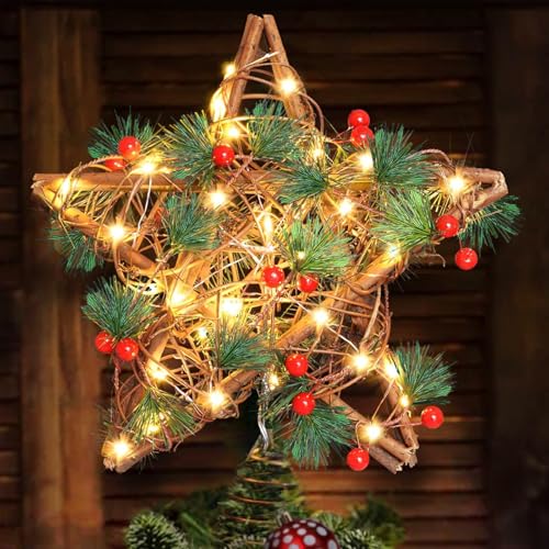 Weihnachtsbaumspitze Stern,Christbaumspitze Stern mit 30 LED,Baumspitze Weihnachten Deko,Baumspitze Weihnachte Deko,Christmas Tree Topper,Tannenbaum Spitze Stern,Weihnachtsbaumschmuck Topper Stern von Johiux