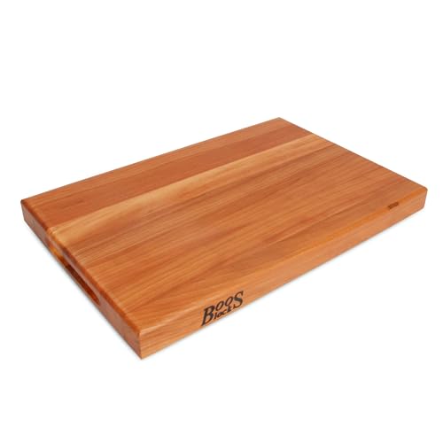 Boos Block Profi-Schneidebrett Kirschholz – 46 x 31 x 4 CM – Antibakteriell – Schneidebrett Dick - Hackbrett - Hackblock- Lebensmittelecht – Holzbrettchen Mit Griff - Holzbrett Deko - Servierbrett Boos Block Profi-Schneidebrett Kirschholz – 46 x 31 x 4 CM – Antibakteriell – Schneidebrett Dick - Hackbrett - Hackblock- Lebensmittelecht – Holzbrettchen Mit Griff - Holzbrett Deko - Servierbrett von John Boos