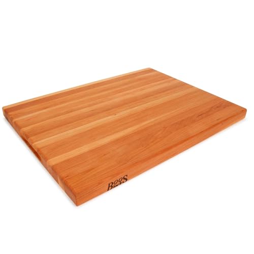 Boos Block Profi-Schneidebrett Kirschholz - 61 x 46 x 4 CM – Antibakteriell – Schneidebrett Dick - Hackbrett - Hackblock- Lebensmittelecht – Holzbrettchen Mit Griff - Holzbrett Deko - Servierbrett Boos Block Profi-Schneidebrett Kirschholz - 61 x 46 x 4 CM – Antibakteriell – Schneidebrett Dick - Hackbrett - Hackblock- Lebensmittelecht – Holzbrettchen Mit Griff - Holzbrett Deko - Servierbrett von John Boos