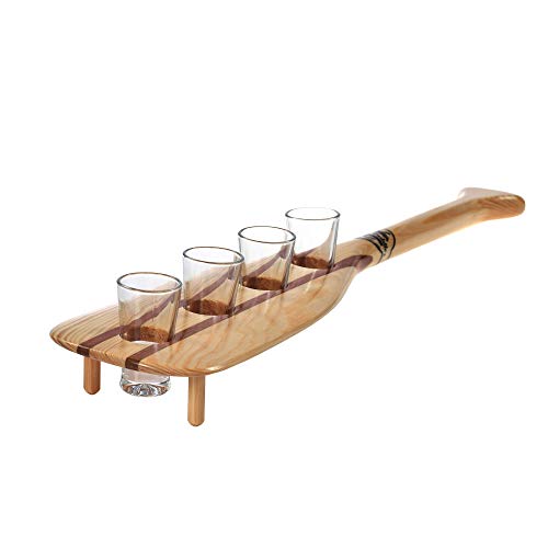 John Paddle Schnapspaddel Schnapsplatte mit Ständer - Glasträger mit 4 Schnapsgläser (4x25 ml) Geschenk Idee von John Paddle let's rOAR www.johnpaddle.com