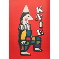 1957 Herbert Leupin Zirkus Plakat Schweizer Werbung Clown Zirkus National-Circus Knie Blatt Grösse 30x20cm von JohnMintonandMore