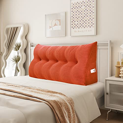 Johnear Keilkissen Lesekissen für Bett und Sofa Lehnenkissen, Rückenkissen Kopfteil Bett Rückenlehne Großes Dreieckiges Lendenkissen （Orange, 160cm） von Johnear