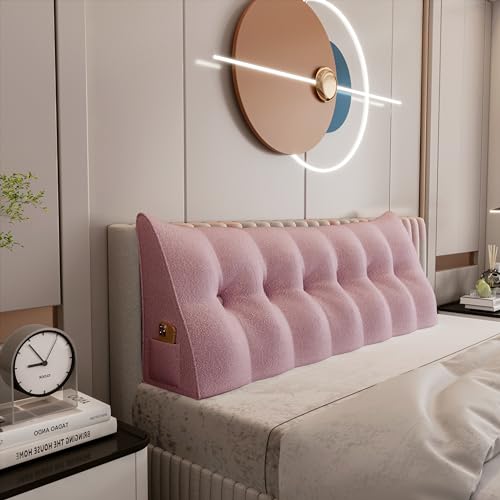 Johnear Keilkissen Lesekissen für Bett und Sofa Lehnenkissen Rosa Kissen 180cm, Rückenkissen Kopfteil Bett Rückenlehne Großes Dreieckiges Lendenkissen von Johnear