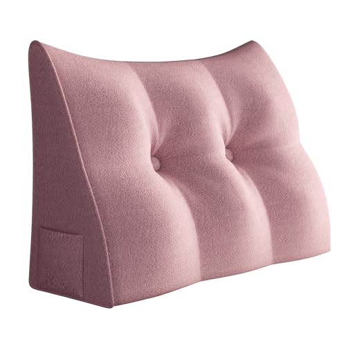 Johnear Keilkissen Lesekissen für Bett und Sofa Lehnenkissen Rosa Kissen 60cm, Rückenkissen Kopfteil Bett Rückenlehne Großes Dreieckiges Lendenkissen von Johnear