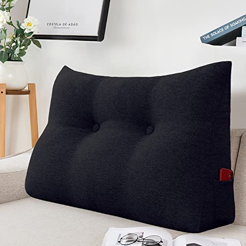 Johnear Rückenkissen Keilkissen Bett Lesekissen，Rückenlehne Kissen für Sofa Lendenkissen Bettkopfteil, Großes Dreieckige Bettkeil Bücherkissen Stützkissen (Dunkelgrau，60cm) von Johnear