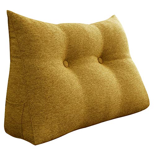 Johnear Rückenkissen Keilkissen Bett Lesekissen，Rückenlehne Kissen für Sofa Lendenkissen Bettkopfteil, Großes Dreieckige Bettkeil Bücherkissen Stützkissen (Gelb，80cm) von Johnear