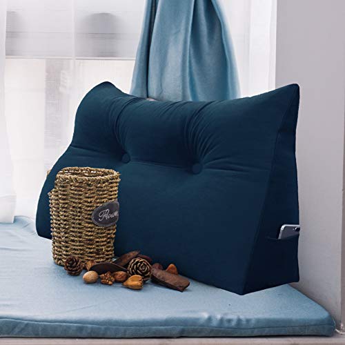 Johnear Rückenkissen Bett Keilkissen Sofa Rückenlehne Lesekissen, Lehnenkissen Dreieckige Kopfkissen Lendenkissen mit abnehmbarem Samt Bezug (Dunkelblau, 80cm Johnear Rückenkissen Bett Keilkissen Sofa Rückenlehne Lesekissen, Lehnenkissen Dreieckige Kopfkissen Lendenkissen mit abnehmbarem Samt Bezug (Dunkelblau, 80cm von Johnear