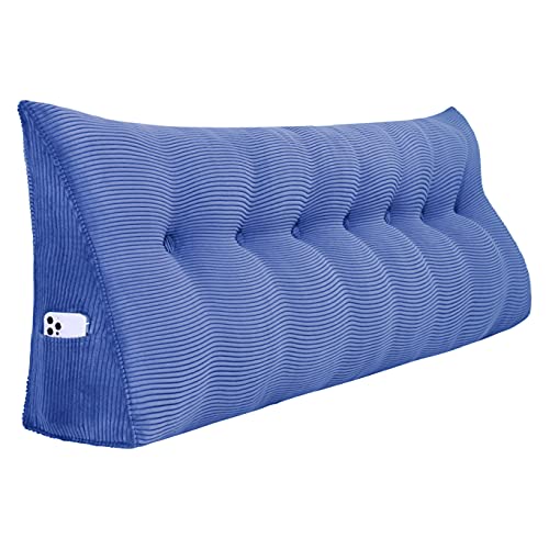 Johnear Keilkissen Lesekissen für Bett und Sofa Lehnenkissen, Rückenkissen Kopfteil Bett Rückenlehne Großes Dreieckiges Lendenkissen （Blau, 200cm） von Johnear