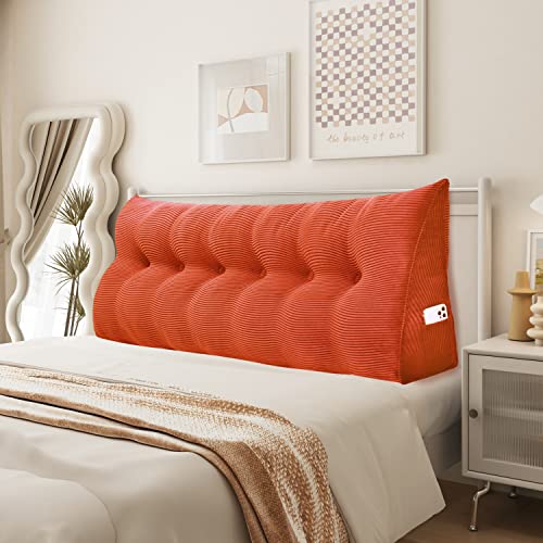 Johnear Keilkissen Lesekissen für Bett und Sofa Lehnenkissen, Rückenkissen Kopfteil Bett Rückenlehne Großes Dreieckiges Lendenkissen （Orange, 180cm） von Johnear