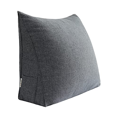 Johnear Rückenkissen Keilkissen Bett Lesekissen，Rückenlehne Kissen für Sofa Lendenkissen Bettkopfteil, Dreieckige Bettkeil Bücherkissen Stützkissen （Grau 2，60cm） von Johnear