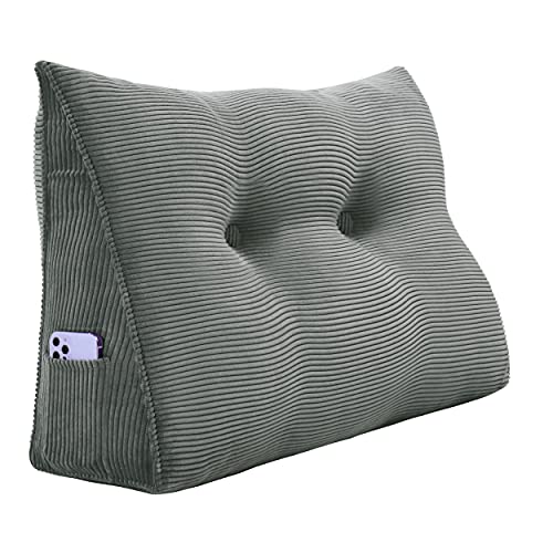 Johnear Keilkissen Lesekissen für Bett und Sofa Lehnenkissen, Rückenkissen Kopfteil Bett Rückenlehne Großes Dreieckiges Lendenkissen （Grau, 80cm） von Johnear