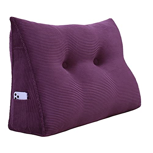 Johnear Keilkissen Lesekissen für Bett und Sofa Lehnenkissen, Rückenkissen Kopfteil Bett Rückenlehne Großes Dreieckiges Lendenkissen （Lila, 60cm） von Johnear