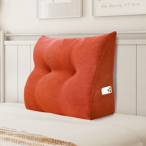 Johnear Keilkissen Lesekissen für Bett und Sofa Lehnenkissen, Rückenkissen Kopfteil Bett Rückenlehne Großes Dreieckiges Lendenkissen （Orange, 60cm） von Johnear